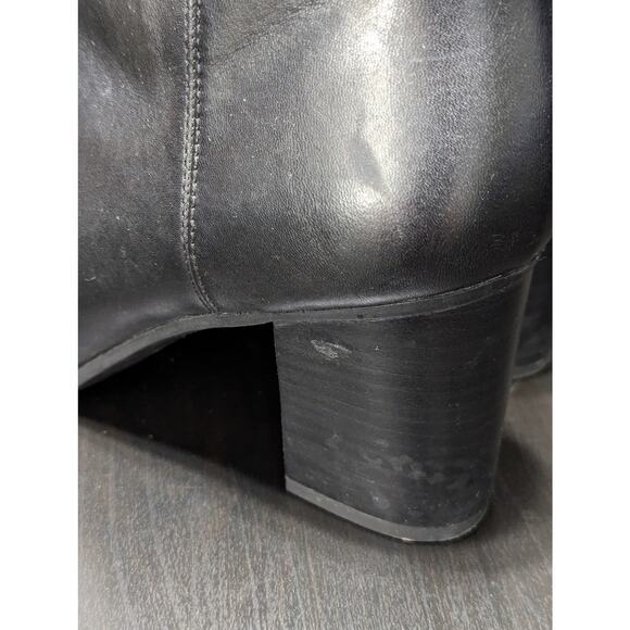 Franco Sarto Ilaria Black Leather Ankle Boots Heeled Booties Womens 10 Witchy - Picture 8 of 10
